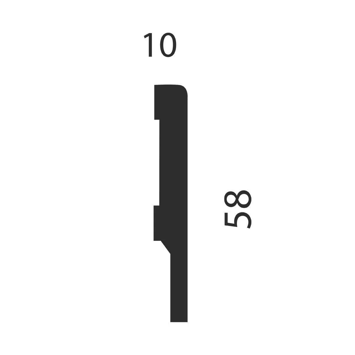 Плинтус AP71 под покраску, белый, 58x10x2400 мм, МДФ, миниатюра 2
