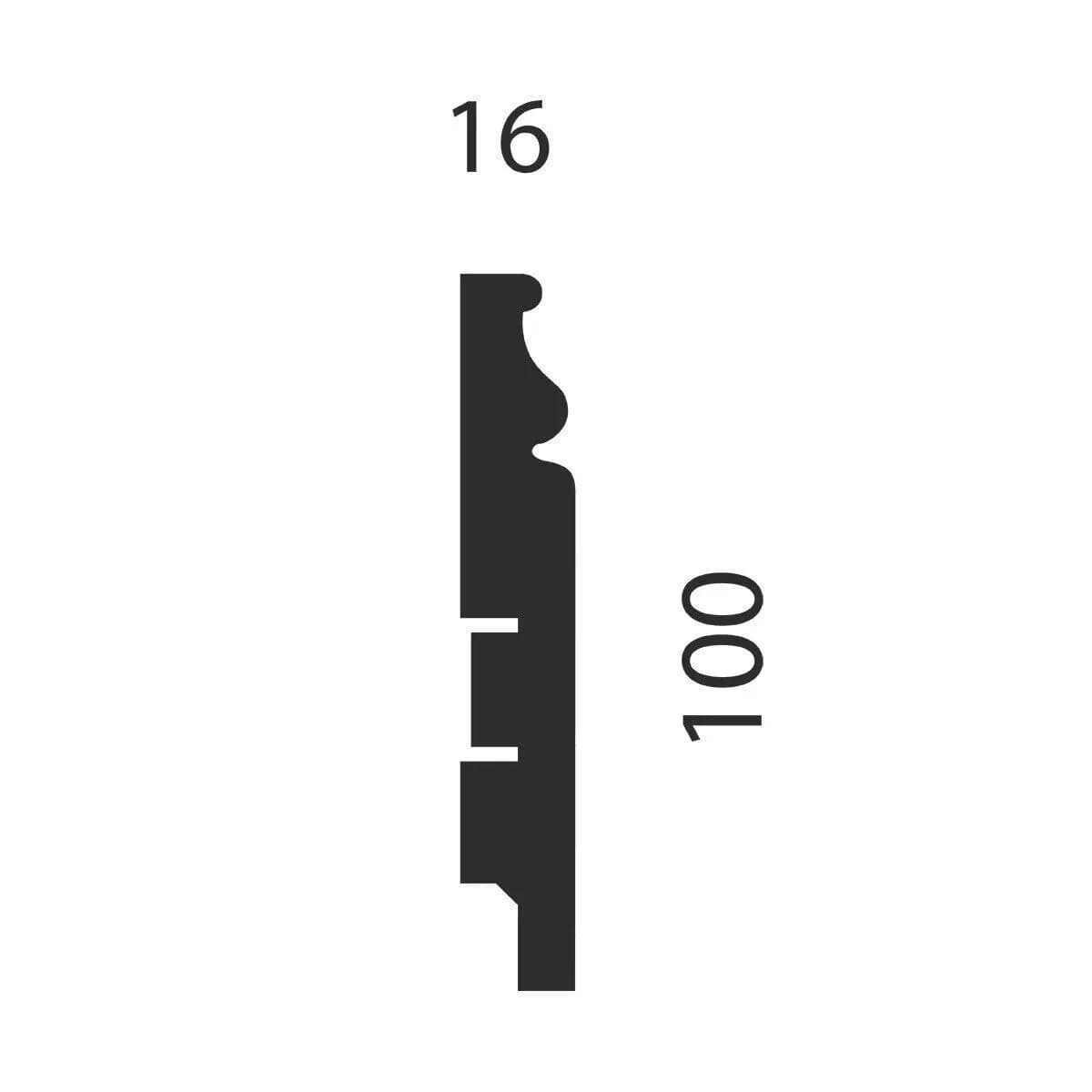 Плинтус AP10 под покраску, белый, 100x16x2400 мм, МДФ, миниатюра 2