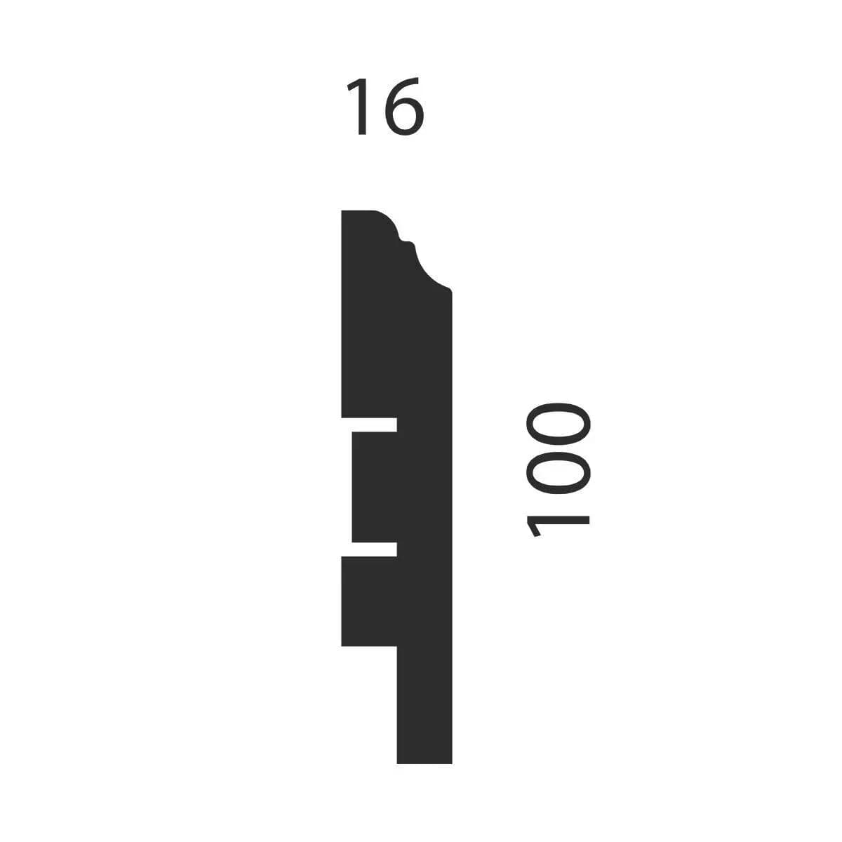 Плинтус AP77 под покраску, белый, 100x16x2400 мм, МДФ, миниатюра 2