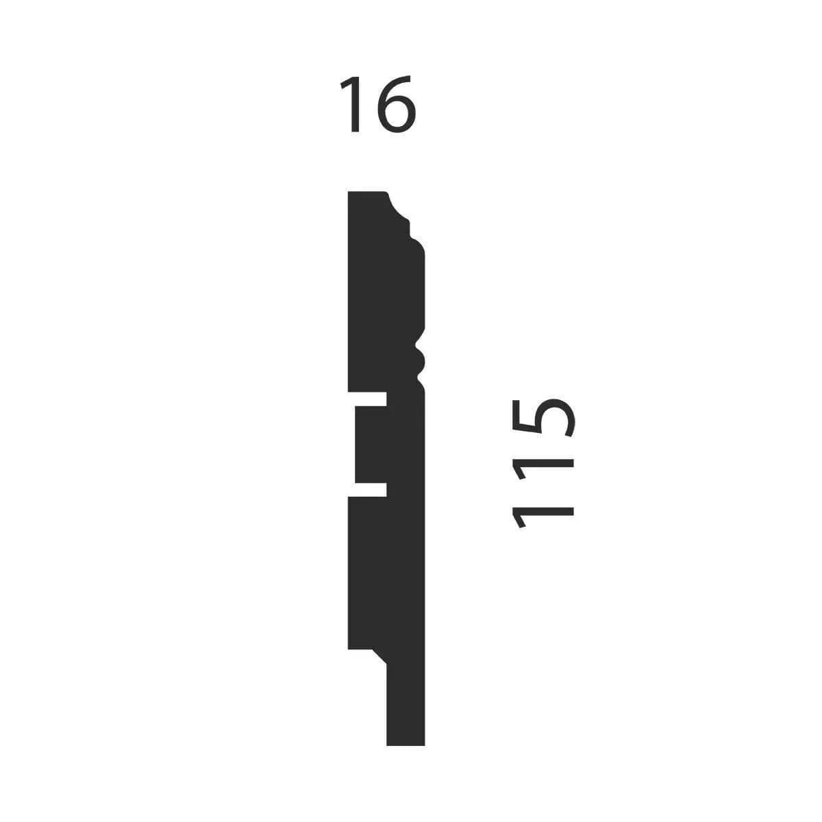 Плинтус AP17 под покраску, белый, 115x16x2400 мм, МДФ, миниатюра 2