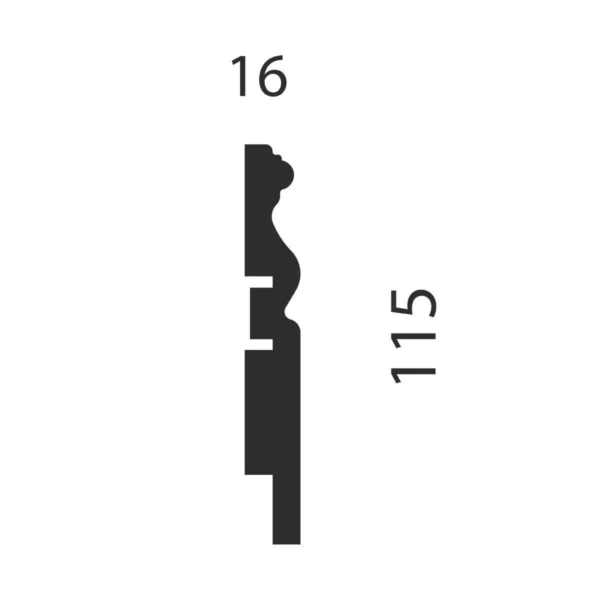 Плинтус AP14 под покраску, белый, 115x16x2400 мм, МДФ, миниатюра 2