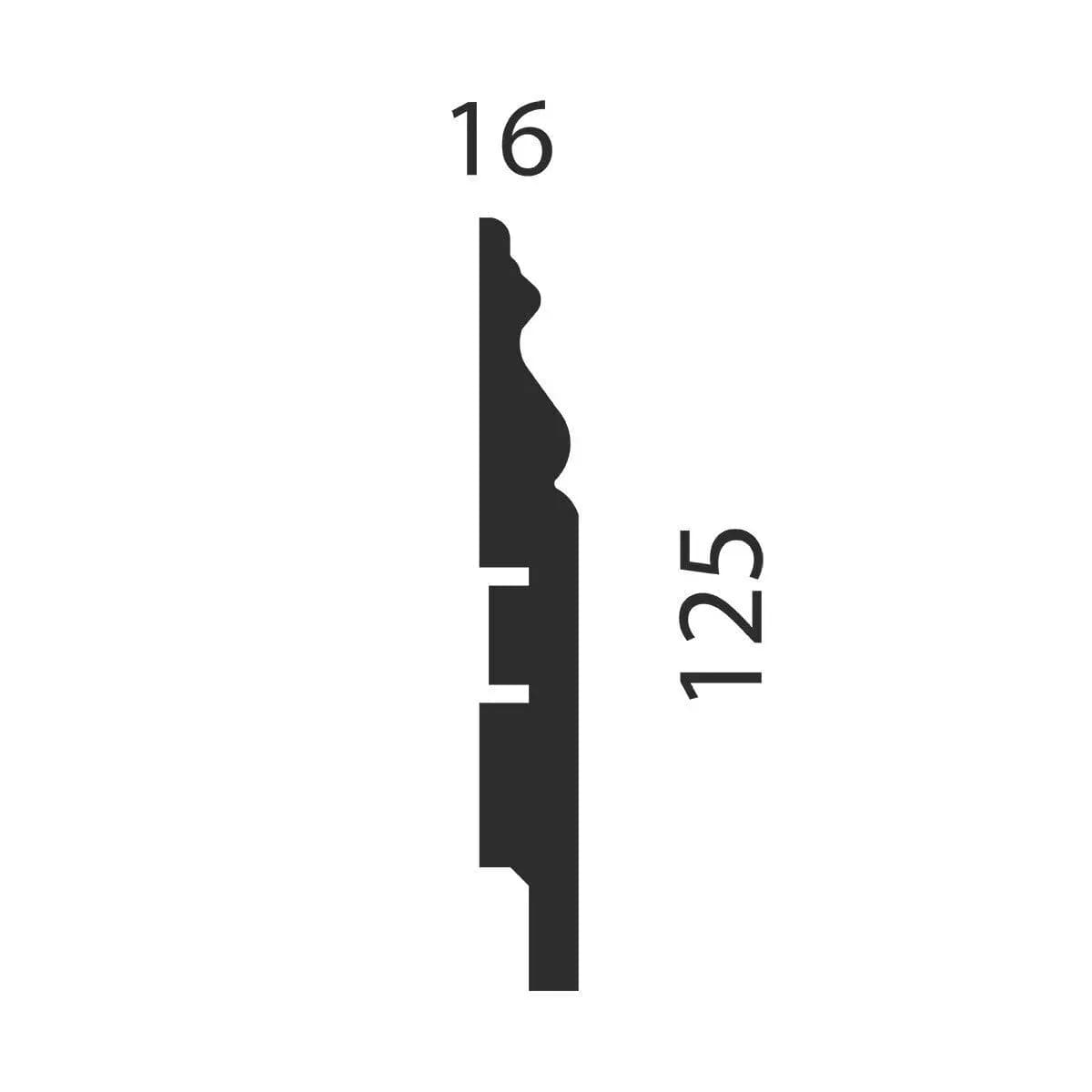 Плинтус AP20 под покраску, белый, 125x16x2400 мм, МДФ, миниатюра 2