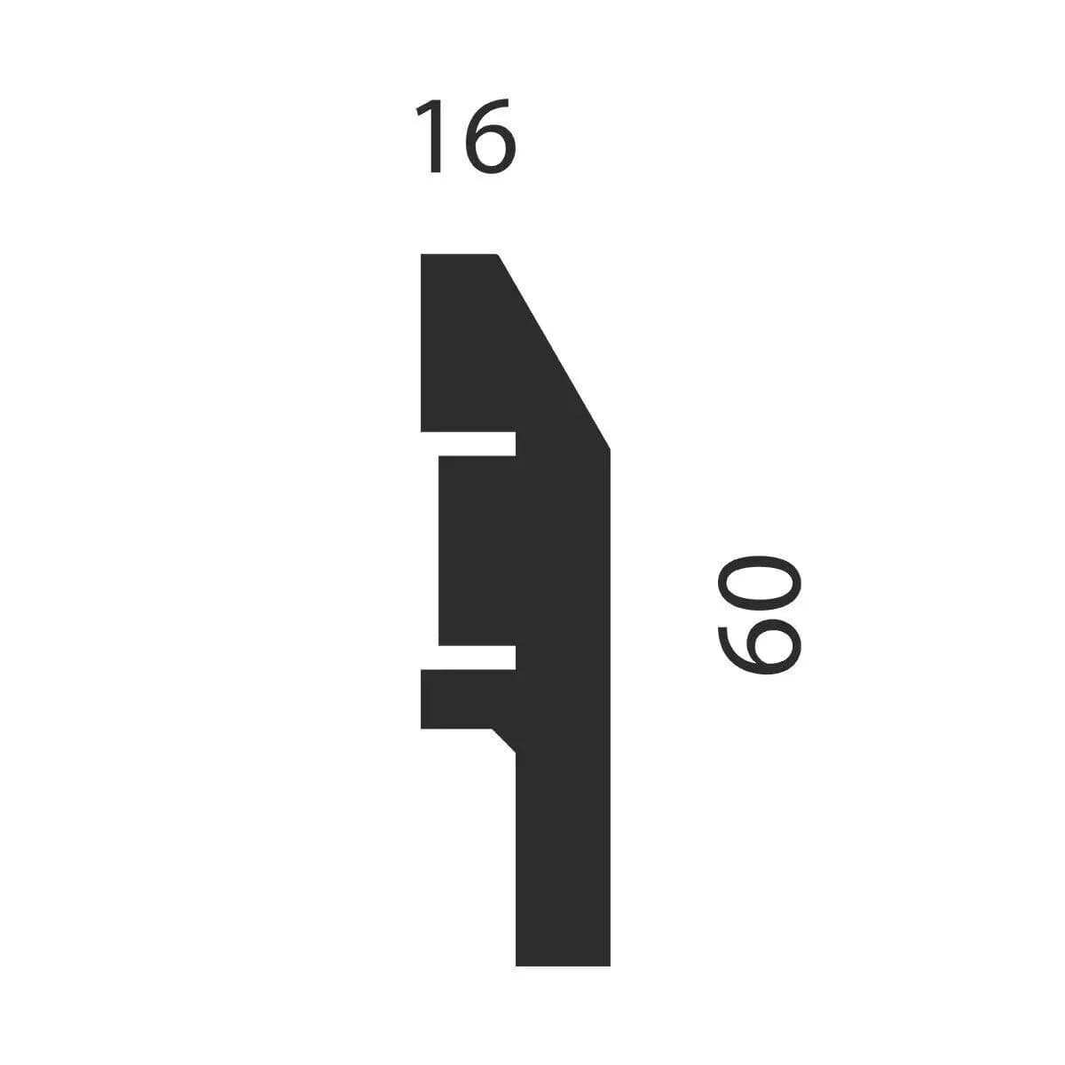 Плинтус AP04 под покраску, белый, 60x16x2400 мм, МДФ, миниатюра 2