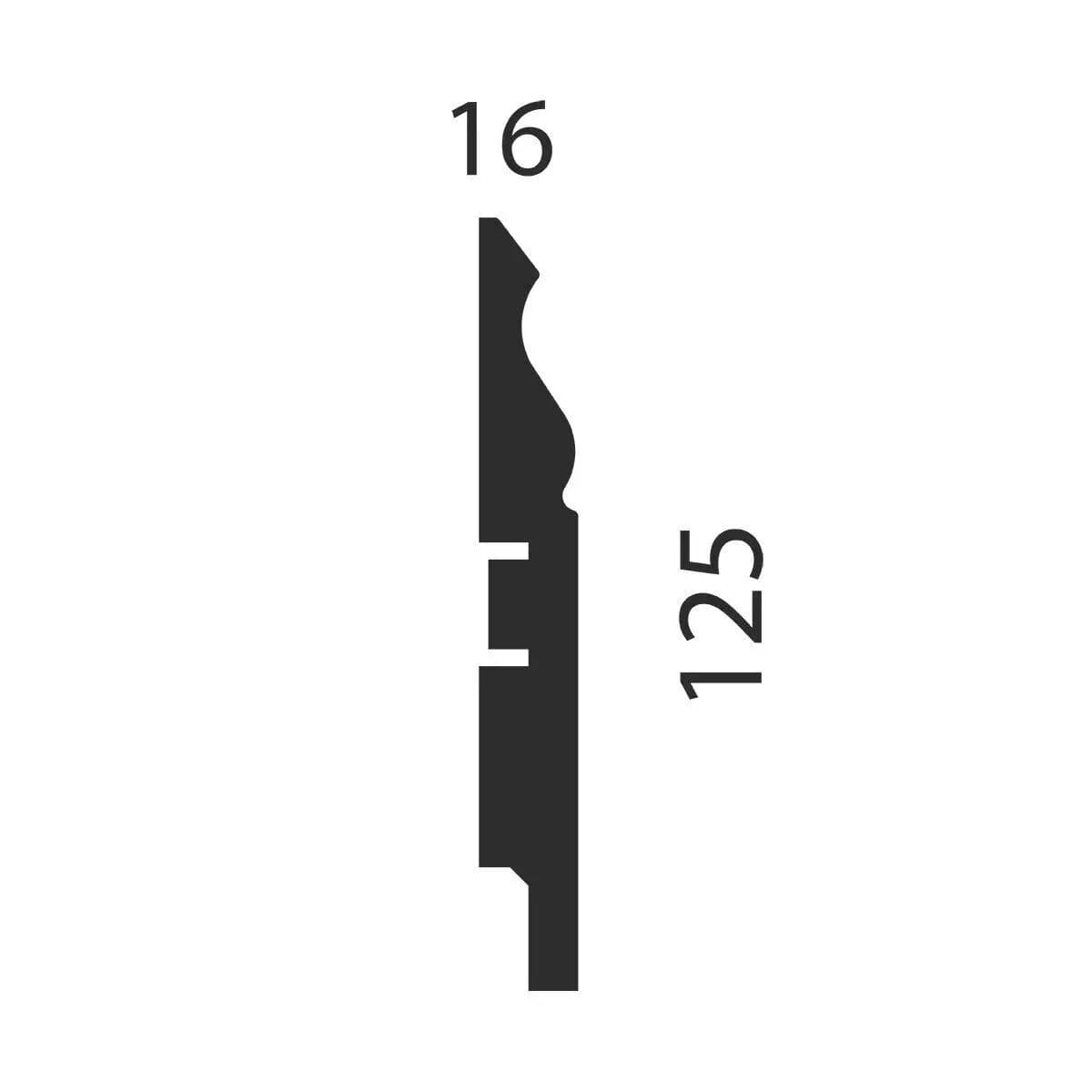 Плинтус AP21 под покраску, белый, 125x16x2400 мм, МДФ, миниатюра 2