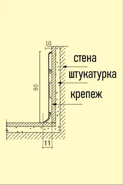 Плинтус алюминиевый Русский профиль ССЗ -80 мм, миниатюра 2