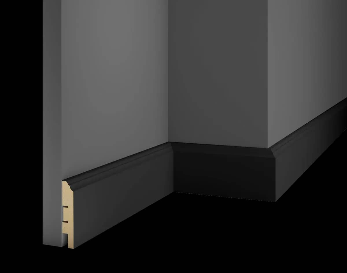 Плинтус VP07, Черный, 80x16x2400 мм, МДФ